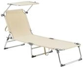 en.casa Gartenliege, &raquo;Legorreta&laquo; mit Sonnendach Aluminiumgestell Beige