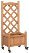 vidaXL Pflanzk&uuml;bel, Pflanzkasten mit Rankgitter und Rollen Braun Massivholz...