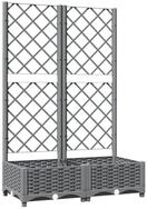 vidaXL Pflanzk&uuml;bel, Pflanzkasten mit Rankgitter Hellgrau 80x40x121,5 cm PP