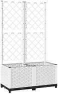 vidaXL Pflanzk&uuml;bel, Pflanzkasten mit Rankgitter Wei&szlig; 80x40x136 cm PP