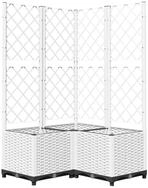 vidaXL Pflanzk&uuml;bel, Pflanzkasten mit Rankgitter Wei&szlig; 80x80x136 cm PP