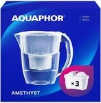 AQUAPHOR Wasserfilter SET Amethyst wei&szlig; inkl. 3 Filterkartuschen MAXFOR+,...