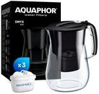 AQUAPHOR Wasserfilter Set Filterkanne ONYX schwarz- inkl. 3 Filter MAXFOR+, Zubeh&ouml;r