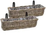 Spetebo Balkonkasten Rattan Balkonkasten natur (Set, 2 St., Holz Blumenkasten), Weide