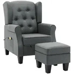 vidaXL Massagesessel, Relaxsessel mit Hocker Hellgrau Stoff
