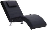 vidaXL Chaiselongue, Massage-Liegesofa mit Kissen Schwarz Kunstleder