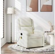 vidaXL Massagesessel, Massagesessel Creme Samt