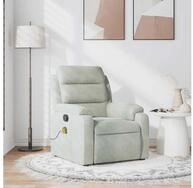 vidaXL Sessel vidaXL Massagesessel Hellgrau Samt