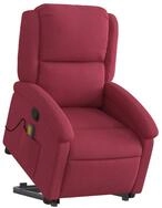 vidaXL Sessel Massagesessel mit Aufstehhilfe Weinrot Samt (1-St)