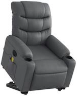 vidaXL Sessel Massagesessel mit Aufstehhilfe Elektrisch Grau Kunstleder (1-St)