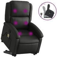 vidaXL Massagesessel, Relaxsessel mit Aufstehhilfe Schwarz Echtleder