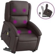 vidaXL Massagesessel, Relaxsessel mit Aufstehhilfe Dunkelbraun Echtleder