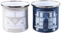 VW Collection by BRISA Tasse Volkswagen 2er Set Emaille Kaffeetasse, Teebecher,