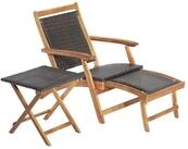 COSTWAY Gartenliege, klappbar, rattan mit Tisch&Fu&szlig;st&uuml;tze, 5-fach verstellbar