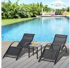 Outsunny Gartenliege Sonnenliege-Set mit Tisch, 2 Liegest&uuml;hlen, Liege, 3 St.,