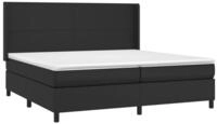 vidaXL Bett Boxspringbett mit Matratze & LED Schwarz 200x200 cm Kunstleder