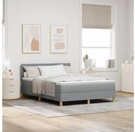 vidaXL Bettgestell vidaXL Boxspringbett mit Kissen Hellgrau 140 x 200 cm Stoff