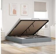 vidaXL Bett, Ottoman-Bett ohne Matratze Hellgrau 180x200 cm Stoff