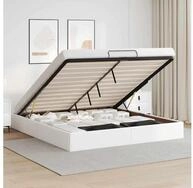 vidaXL Bettgestell vidaXL Ottoman-Bett ohne Matratze Wei&szlig; 180x200 cm Kunstleder