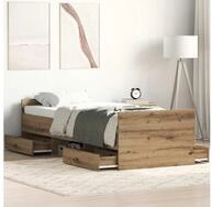 vidaXL Bett, Bettgestell ohne Matratze Artisan-Eiche 90x200cm Holzwerkstoff