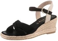 Keilsandalette TAMARIS, Damen, Gr. 37, schwarz, Textil, Veloursleder, unifarben...