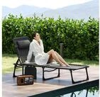 Outsunny Gartenliege mit Kopfkissen, Seitentasche, 5-Fach verstellbare...