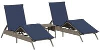 vidaXL Gartenliege Sonnenliegen 2 Stk. mit Tisch Grau Poly Rattan, 1 St.