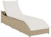 vidaXL Gartenliege vidaXL Klappliege mit Auflage und Stauraum Beige Poly-Rattan
