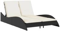 vidaXL Gartenliege Sonnenliege mit Auflagen Schwarz 114x205x73 cm Poly Rattan,...