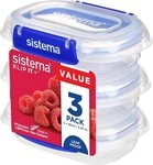 sistema Aufbewahrungsbox Sistema 180ml Rectangle Klip It+, 3er Pack