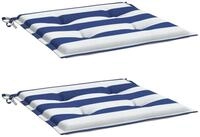 vidaXL Sitzauflage Gartenstuhl-Kissen 2 Stk. Blau & Wei&szlig; Gestreift 50x50x4cm...