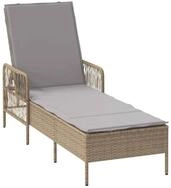 vidaXL Gartenliege Sonnenliege Beige und Hellgrau 200 x 55 x 92 cm Poly-Rattan,...