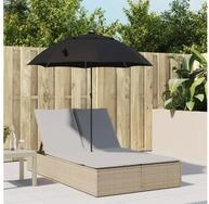 vidaXL Gartenliege, Doppel-Sonnenliege mit Kissen & Sonnenschirm Beige Poly...