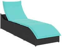 vidaXL Gartenliege Klappliege mit Auflage und Stauraum Schwarz Poly-Rattan, 1...