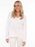 Zwillingsherz Sweatshirt "Positive Mind" ausgefranster V-Ausschnitt, Used Look,