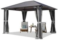TOOLPORT Pavillon Gartenpavillon 3x3 m Moonlight Superior grau, mit 4 Seitenteilen,