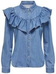 ONLY Langarmbluse Indigo (1-tlg) R&uuml;schen