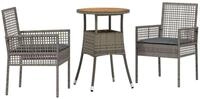 vidaXL Garten-Essgruppe, Garten Essgruppe 3 pcs Grau Poly-Rattan