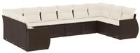 vidaXL Gartenlounge-Set 10-tlg. Garten-Sofagarnitur mit Kissen Braun Poly Rattan
