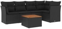 vidaXL Gartenlounge-Set 6-tlg. Garten-Sofagarnitur mit Kissen Schwarz Poly...