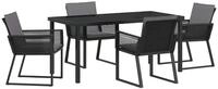 vidaXL Gartenlounge-Set Garten Essgruppe 5 pcs Schwarz Pulverbeschichteter...