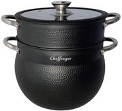Cheffinger Dampfgarer 3 tlg Kuskus Topf 8L Induktion Topf &Oslash;24cm