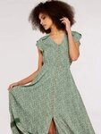 Apricot Druckkleid Gemustertes Maxikleid (1-tlg., Nicht angegeben) mit bestickter