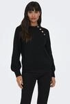 Rundhalspullover ONLY "ONLEMMA LS BUTTON ONECK EX KNT", Damen, Gr. XS, schwarz,