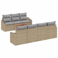 vidaXL Gartenlounge-Set Gartensofa-set mit Kissen 8 pcs Beige Poly-Rattan,...