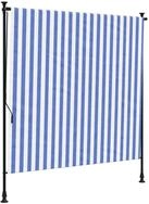 vidaXL Markise 150 x 270 cm Au&szlig;enrollo Blau und Wei&szlig; 150x270 cm Stoff und...