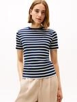 T-Shirt TOMMY HILFIGER "SLIM CODY C-NK", Damen, Gr. S (36), blau (schwarz night...