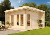 Alpholz Gartenhaus Holz Gardenlounge Cube, BxT: 400x400 cm, in Naturbelassen Inkl.