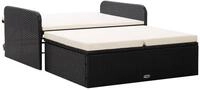 vidaXL Gartenlounge-Set, 2-tlg. Lounge Set mit Auflagen Poly Rattan Schwarz