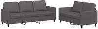 vidaXL Sofa 2-tlg. Sofagarnitur mit Kissen Grau Kunstleder